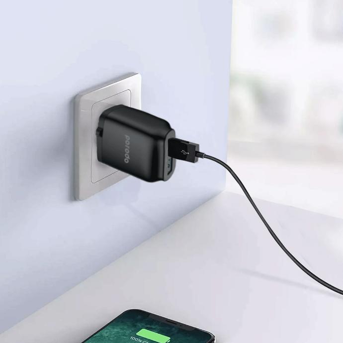 alt tag="Porodo Dual USB-A Wall Charger 2.4A UK Fast Charging with Over-heat Protection"