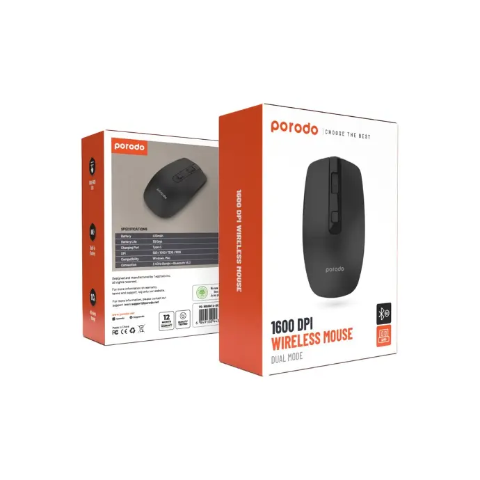 Porodo Keybord & Mouse Wireless Mouse Packing Black