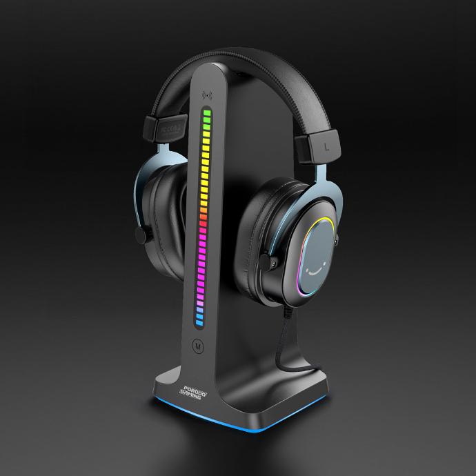alt tag="Porodo Gaming RGB Dynamic Sound Lighting Headphone Stand with Cable Storage 300mAh Deep Bass Black"