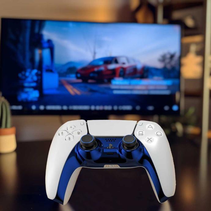 alt tag="Porodo Gaming and toys Porodo Gaming PS5 Controller Decorative Panel combo Portable Blue and Gold"