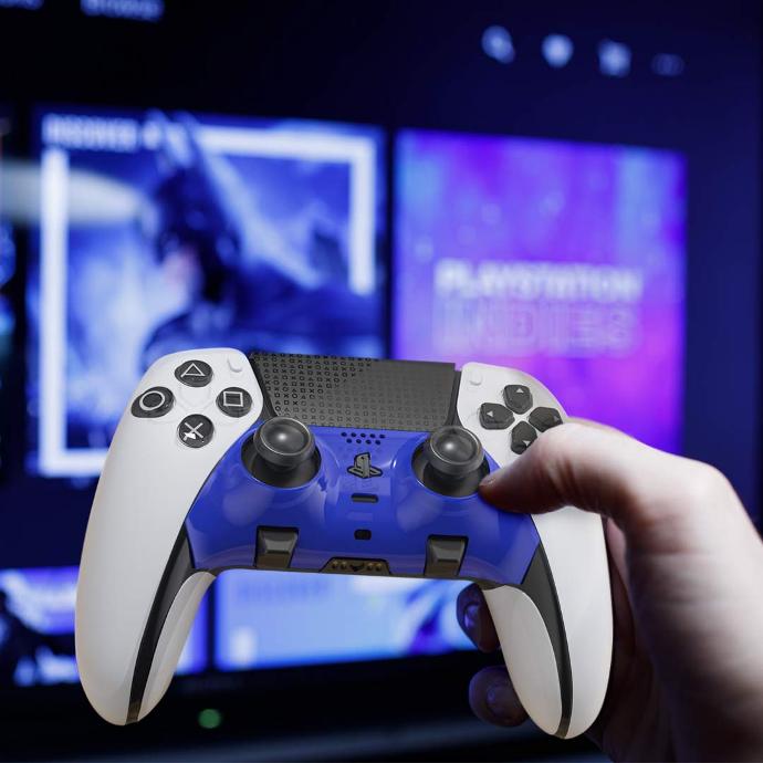 alt tag="Porodo Gaming and toys Porodo Gaming PS5 Edge Controller Decorative Panel combo Portable Blue and Camo"