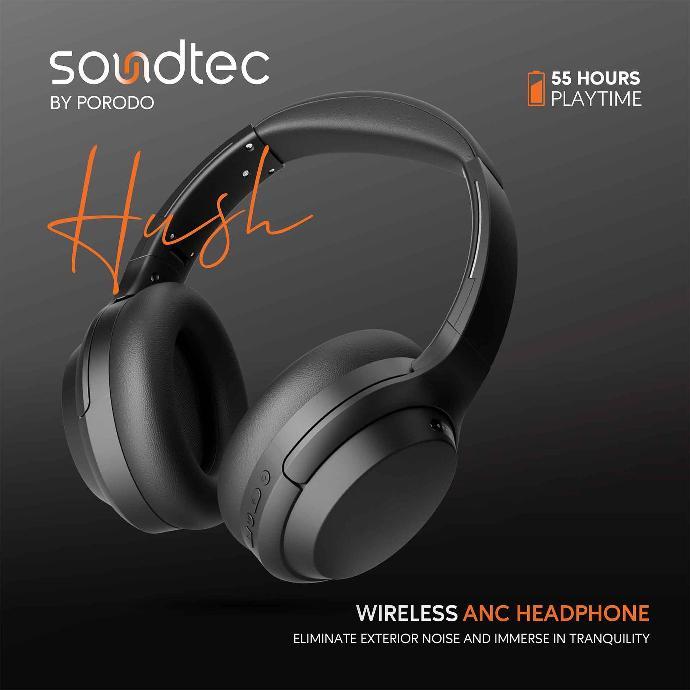 alt tag="Soundtec By Porodo Eclipse Wireless Headphone High-Clarity Mic With ENC Environment Noise Cancellation Compatible Black"