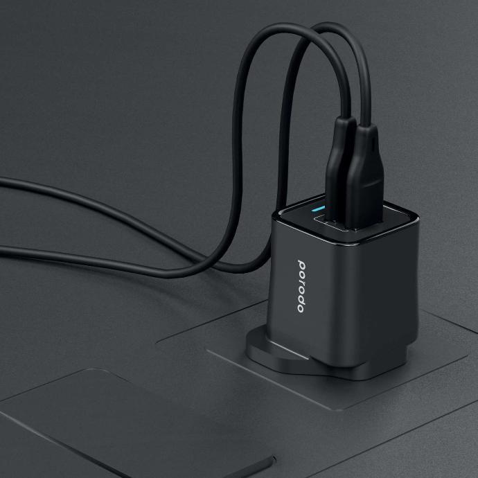alt tag="Porodo Dual USB Wall Charger 2.4A UK - Black Multiport Black"
