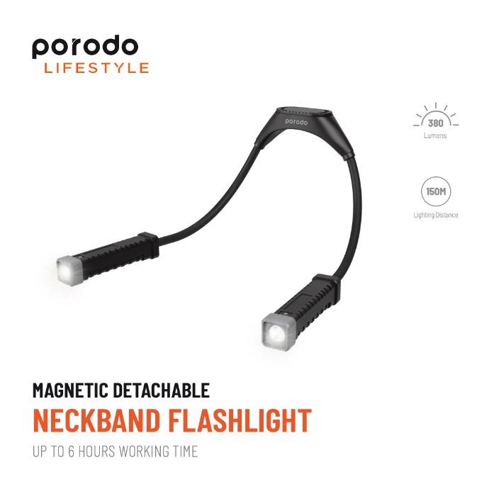 alt tag="Porodo Lifestyle By Porodo Magnetic Detachable Neckband Flashlight Compact Black"