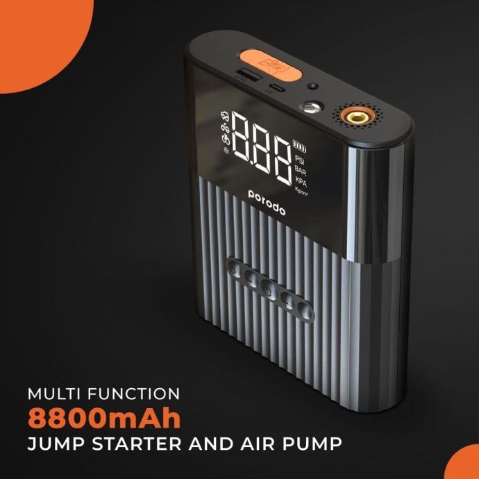 alt tag="Porodo Multi Functional Jump Starter with Air Pump 8800mAh Suitable Black"