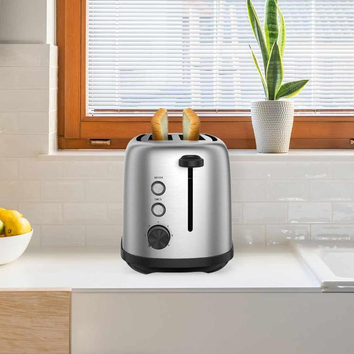 alt tag="Porodo LifeStyle Golden Brown Toaster with Defrost Function 750W Lightweight Black"