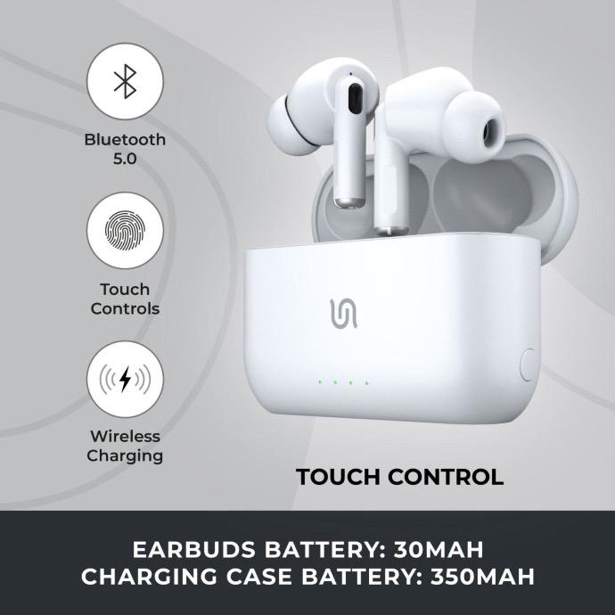alt tag="Porodo Soundtec Wireless ANC In-Ear Earbuds with -24dB Active Noise Cancellation & Touch Controls Compatible White"