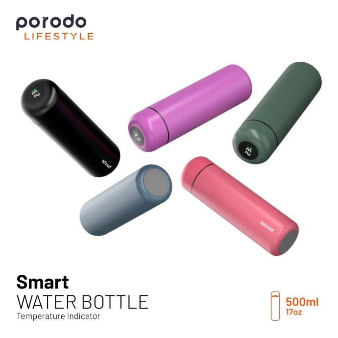 alt tag="Porodo Lifestyle Smart Water Bottle with Temperature Indicator 500ml (Round Shape) Wide Mouth Design"