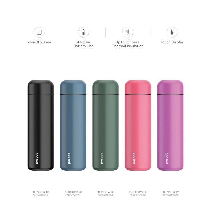 alt tag="Porodo Lifestyle Smart Water Bottle with Temperature Indicator 500ml (Round Shape) Compact"