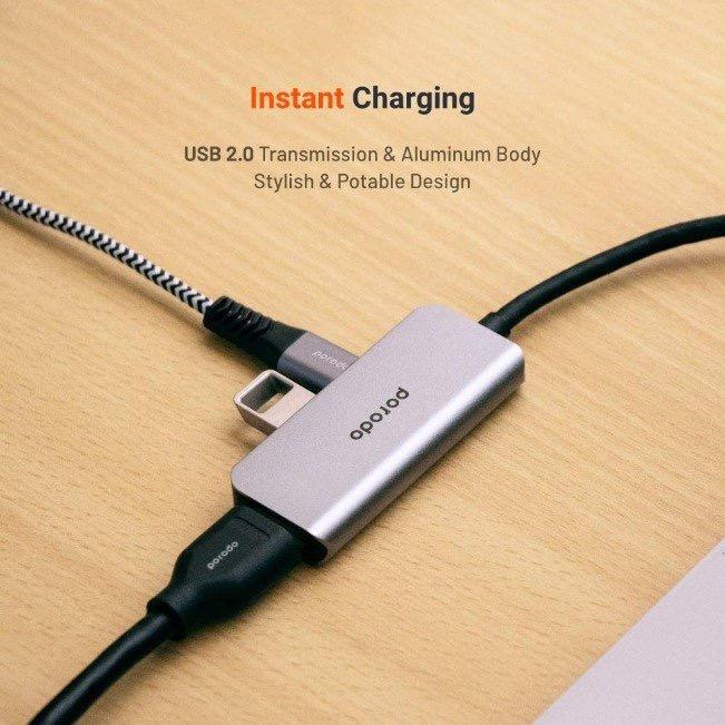 alt tag="Porodo USB-C HUB, USB C to HDMI 4K Multiport Adapter, 3 in 1 Hub with USB 2.0 Multiport Gray"