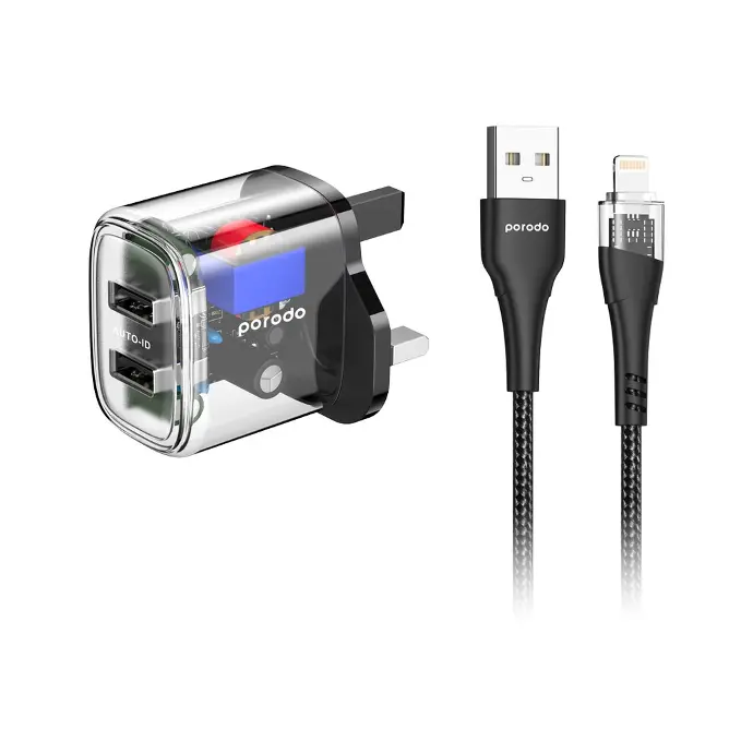 Porodo Cable & Charger Quick Charger Efficient Charging Black