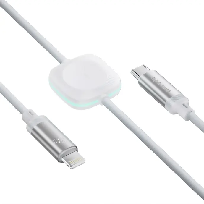 Porodo Cable & Charger 2 in 1 Cable Durable White