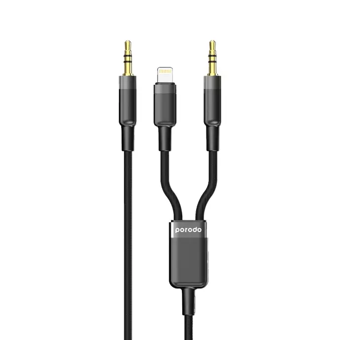 Porodo Cable & Charger Multi Device AUX Tangle Free Black