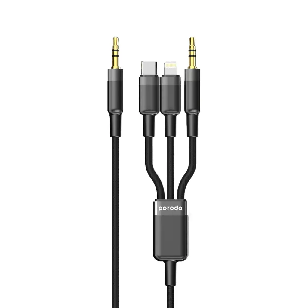 Porodo Cable & Charger Multi Device AUX Audio Source Black