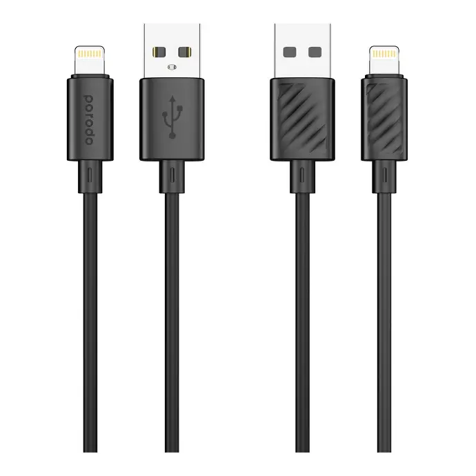 Porodo Blue Cable & Charger Fast Charge & Data Cable Flexible Material Black