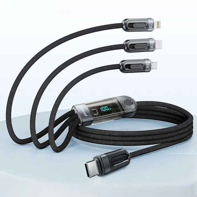 Porodo Cable & Charger Multi Connector Fast Charging Black