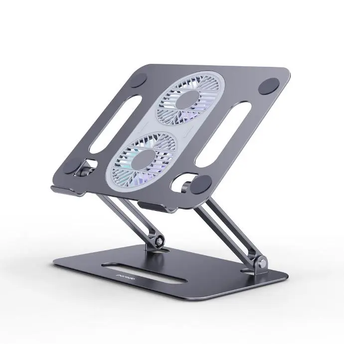Porodo Holders & Stand Adjustable Laptop Stand Dual Cooling Pad Grey 