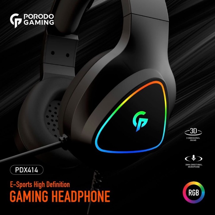 alt=" gaming headphone with RGB lights switched on displayed on black background"
