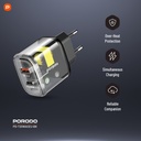 Porodo Dual Output Transparent Quick Charger PD 20W + QC 18W EU - Black