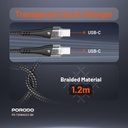 Porodo Dual Output Transparent Quick Charger USB-C PD And USB-A QC With USB-C To USB-C Cable 1.2m UK