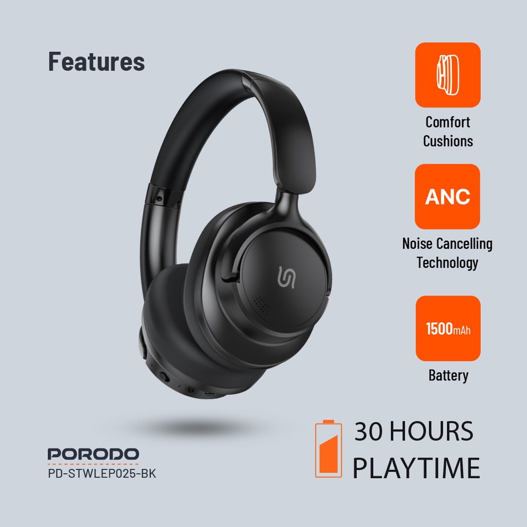 Porodo Soundtec Zen Active Noise-Cancellation Headphone
