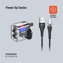 Porodo Dual Output Transparent Charger 2.4A UK with USB-A to USB-C Cable - Black
