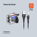 Porodo Dual Output Transparent Charger 2.4A UK with USB-A to Lightning Cable 1.2M - Black
