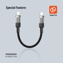 Porodo Braided 60W PD C to C Fast Charging Cable with Transparent Head 35cm