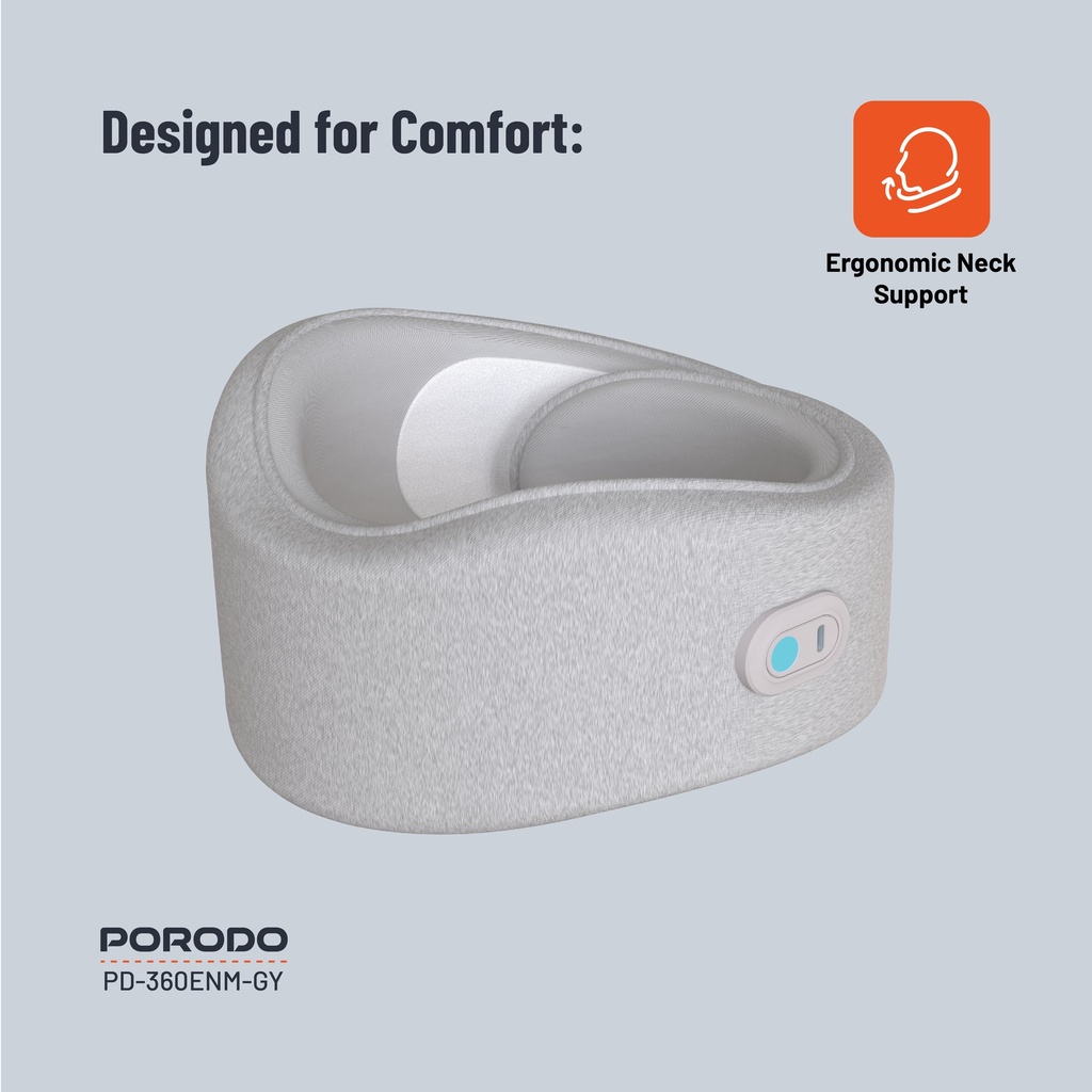 Porodo Neck Pillow Massager with Hot Compress - Gray