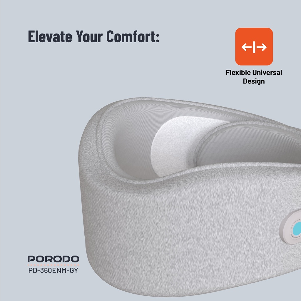 Porodo Neck Pillow Massager with Hot Compress - Gray