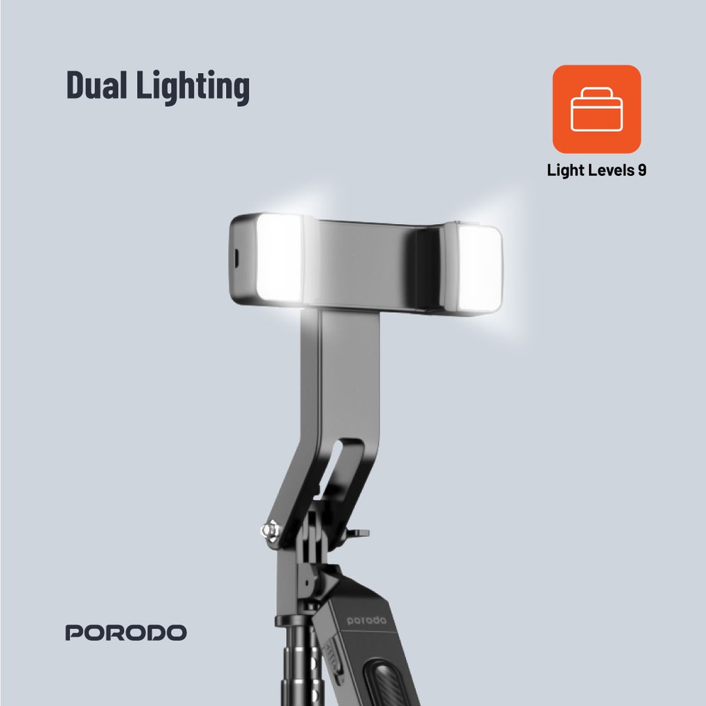 Porodo 360° Tilt Handle Media Pod Folding Quad Base​ - Black