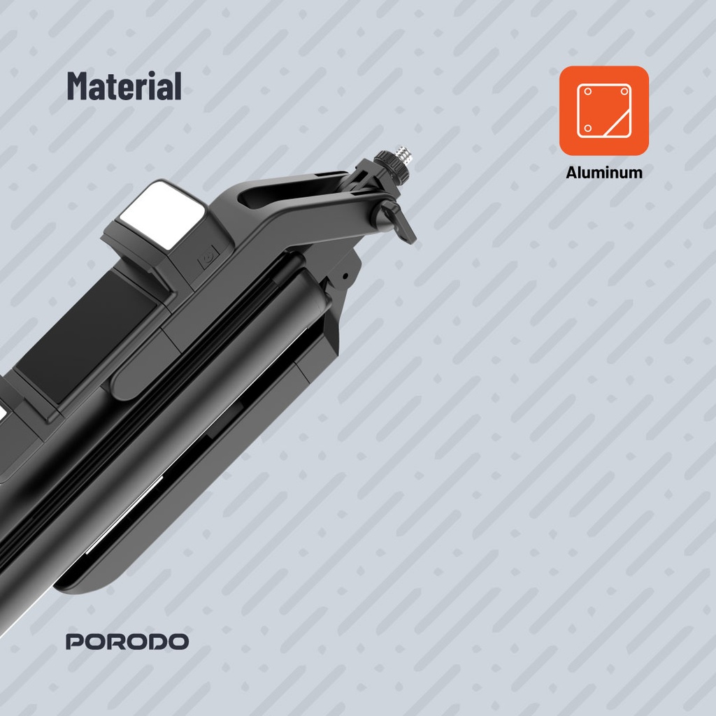 Porodo 360° Tilt Handle Media Pod Folding Quad Base​ - Black