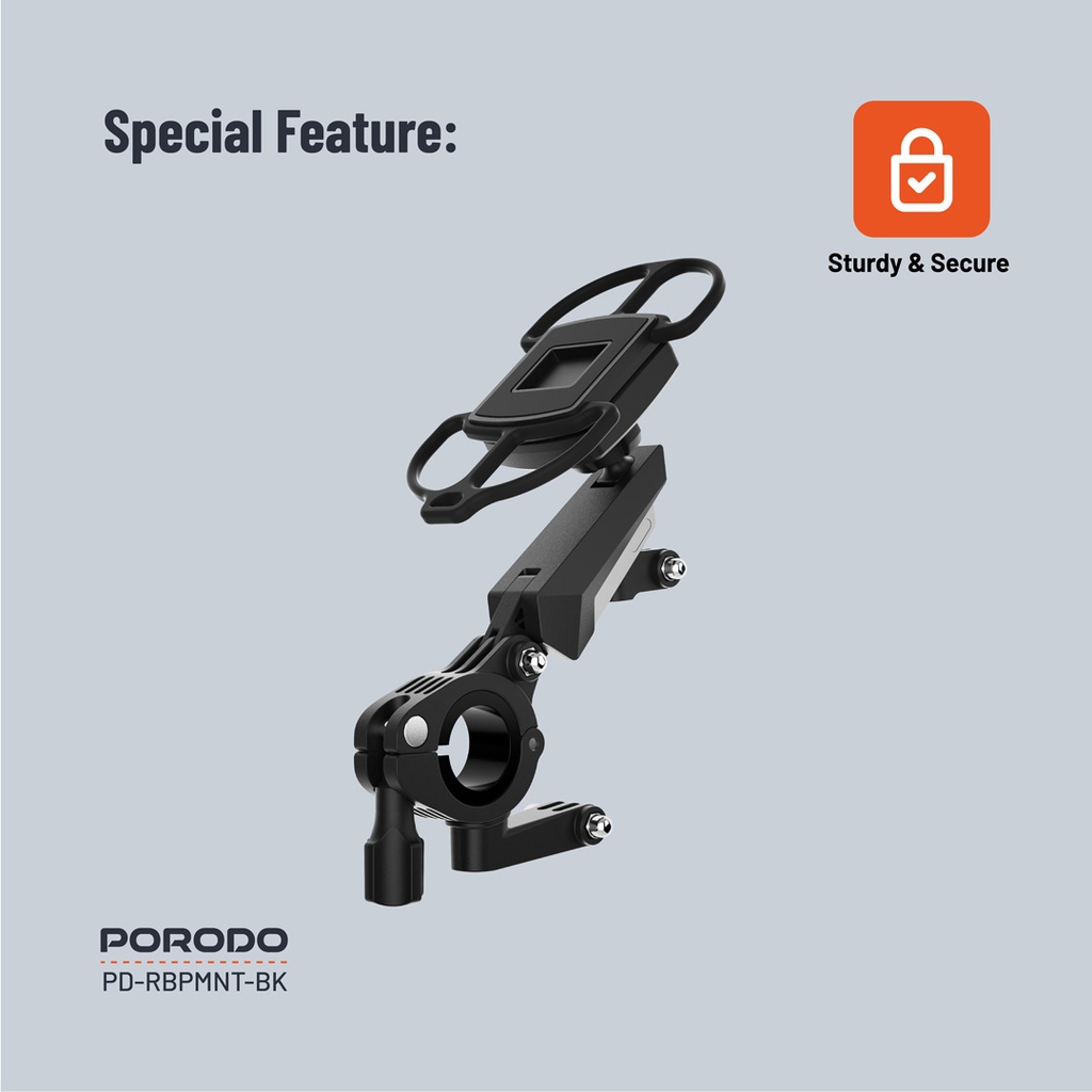 Porodo 360° Rotatable Bike Phone Mount - Black