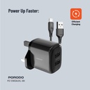 Porodo Dual Output Charger With USB-A Lightning Cable 1.2M