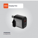 Porodo 20W+QC USB A+C Charger UK - Black