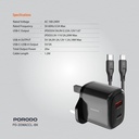 Porodo 20W+QC USB A+C Charger UK with C-Lightning 1.2M Cable - Black