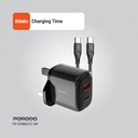 Porodo 20W+QC USB A+C Charger UK with C-C 1.2M Cable - Black