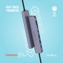 Porodo Blue 7 In 1 Hub HDMI 2XUSB-A 2XUSB-C SD MicroSD