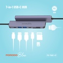 Porodo Blue 7 In 1 Hub HDMI 2XUSB-A 2XUSB-C SD MicroSD