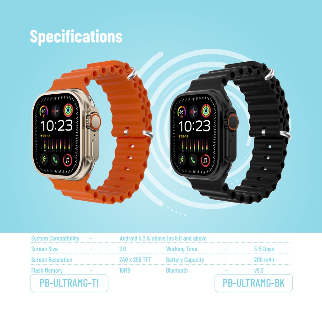 Porodo Blue Watch Ultra with Motion Gestures