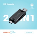 Porodo Blue 2-in-1 Card Reader with Card Holder