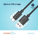 Porodo Blue 3A USB A to Type C PVC Cable 1.2M - Black
