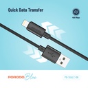 Porodo Blue 3A USB A to Lightning PVC Cable 1.2M - Black