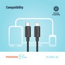 Porodo Blue 20W PD Type C to Lightning PVC Cable 1.2M - Black