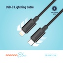 Porodo Blue 20W PD Type C to Lightning PVC Cable 1.2M - Black
