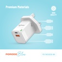 Porodo Multiport Wall Socket 3250W With  3 AC & 2 USB-A QC3.0 & USB-C PD 20W UK Version