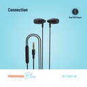 Porodo Blue Stereo Earphones with Aux Connector 3.5mm - Black