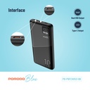 Porodo Blue 10000mAh Quick Charge Power Bank USB-A and USB-C Output