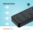 Porodo Blue 6 Universal Sockets Power Strip 3M