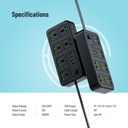 Porodo Blue 6 Universal Sockets Power Strip 3M